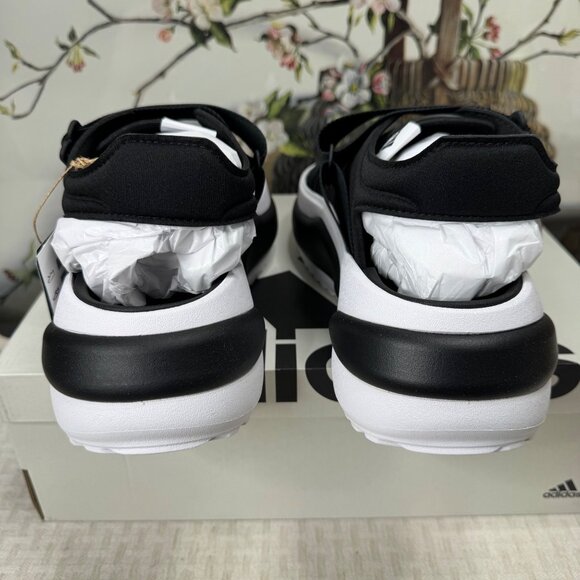 Adidas Mehana Black & White Mens Sandals Size 11 Comfort Stretch Straps - Picture 5 of 7